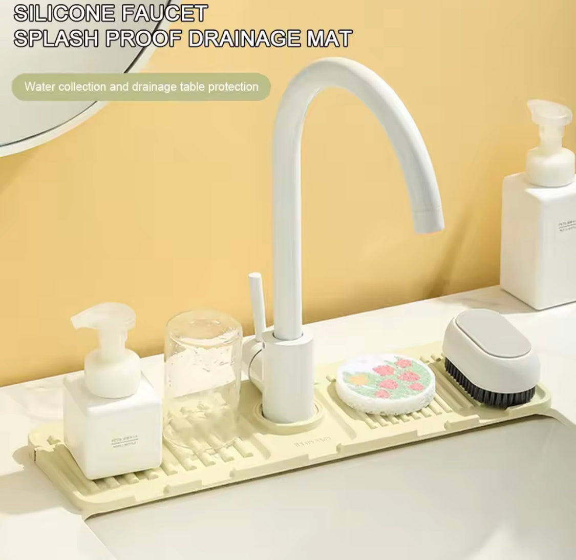 Silicone Faucet Drain Pad, Kitchen Faucet Mat, Bathroom Sink Draining Pad, Silicone Splash Guard Silicone Faucet Drain Pad, Kitchen Faucet Mat, Bathroom Sink Draining Pad, Silicone Splash Guard
